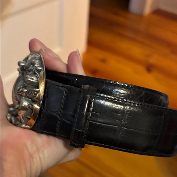 Brighton Black Leather Belt with Intricate Silver Buckle - Picture 5 of 7